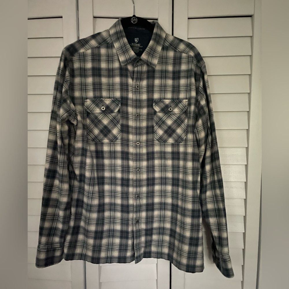 Kuhl Flannel Long Sleeve Button Down Mens Shirt - Size Large - Style Dillingr